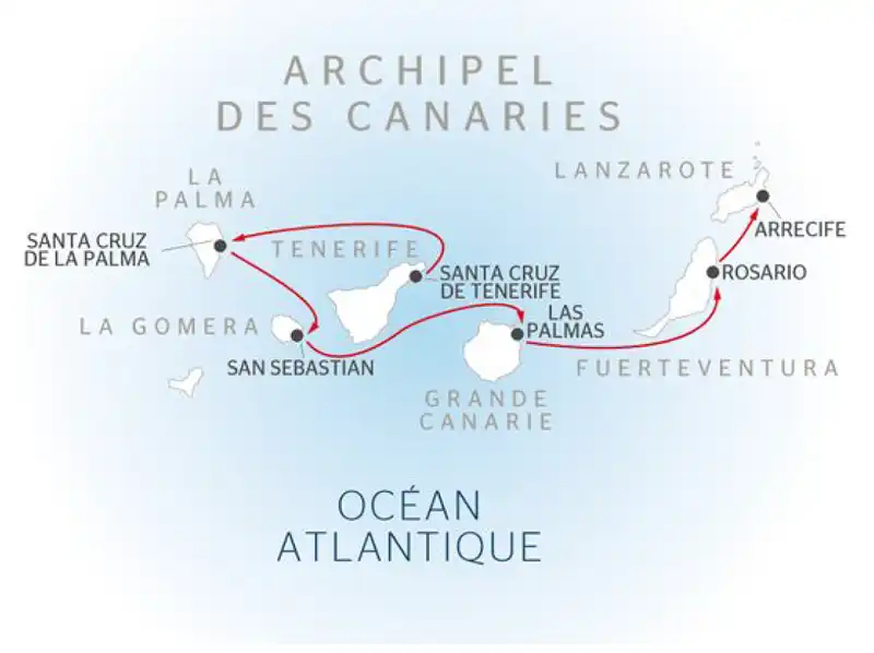 Carte de la croisière aux Canaries – La Belle des Océans, décembre 2025
