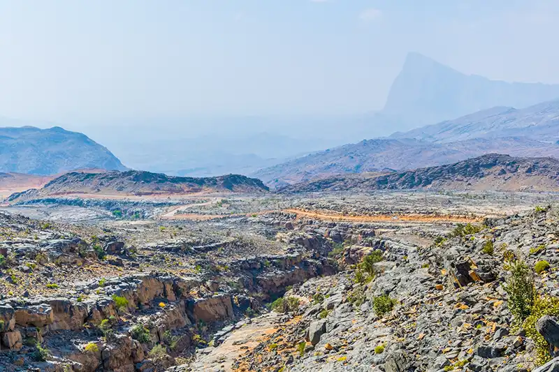Paysages rocheux et montagnes du Jebel Shams en Oman