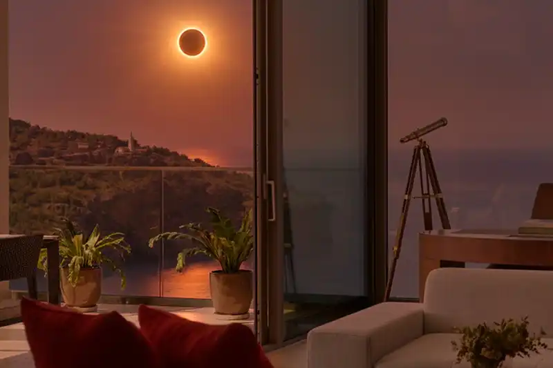 Vue de l eclipse solaire depuis une suite du Jumeirah Mallorca a Majorque